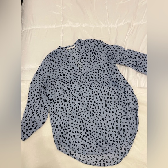 Lush Clothing Lush Blue Animal Print Blouse - Picture 4 of 5